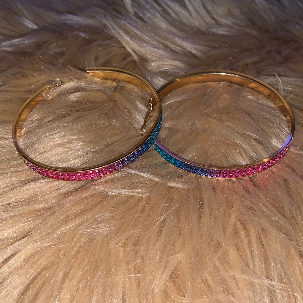 2 FOR $6  ASSORTED EARRINGS  OVERSIZED BAMBOO AND MULTI COLOR HOOPS